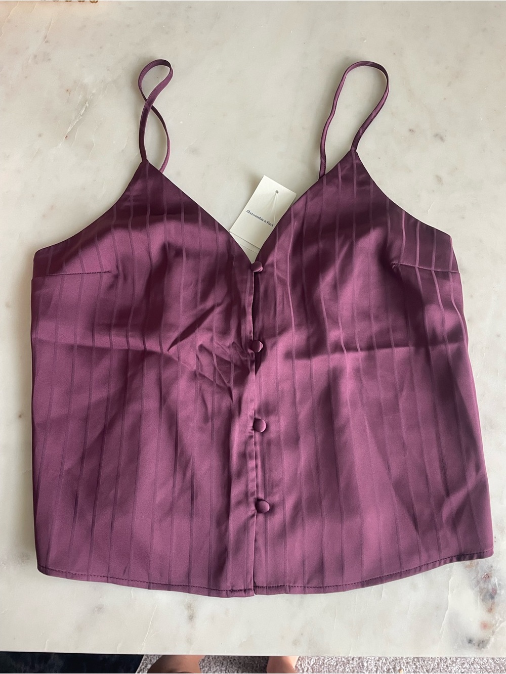 Abercrombie Purple Satin Button-Front Cami NWT XS